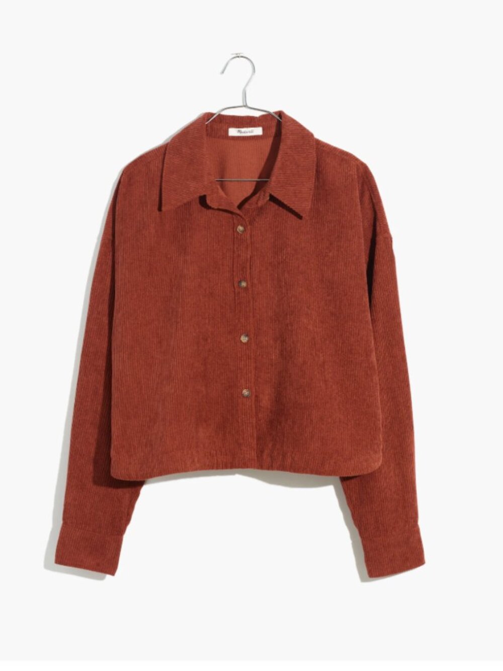 Madewell Corduroy Cropped Shirt Jacket Rust Size M Button Front